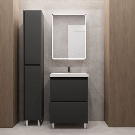 Stella Polare Тумба с раковиной Борнео 60 Люкс графит матовый – картинка-11